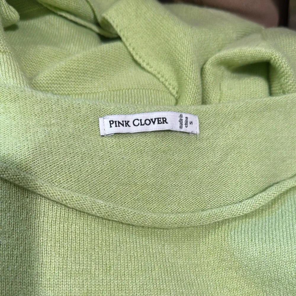 Pink Clover size small light Lime Green Striped Knit Top - Picture 5 of 5